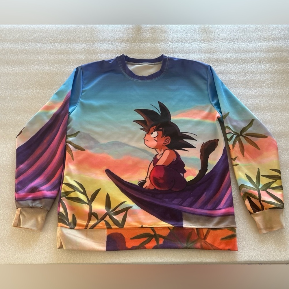 DragonBall Z-Goku-Mens Crewneck Pullover-Sweatshrt-Double Sided-Video Game-Anime